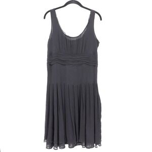 Sigrid Olsen Silk Sleeveless Dress Womens 8 Black Pleated Lined Party Cocktail